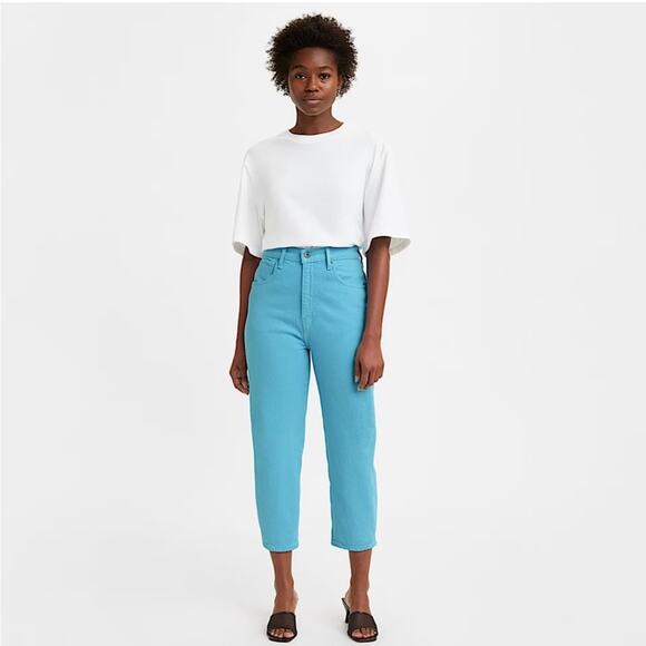 NEW Levi's Made Crafted Barrel Crop Women’s Jeans Blue Mist Sz 32 Organic Cotton - Picture 2 of 14